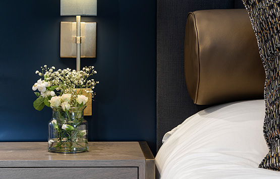 Bedside table with lamp