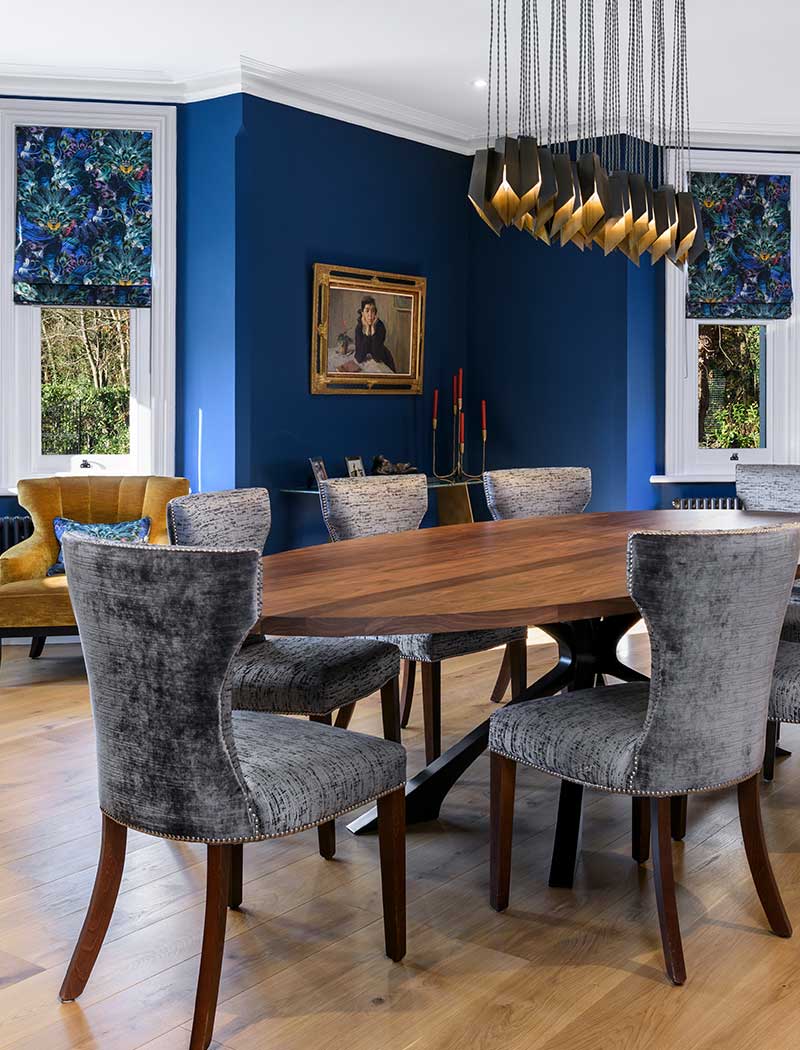 Dining table in the middle of the room