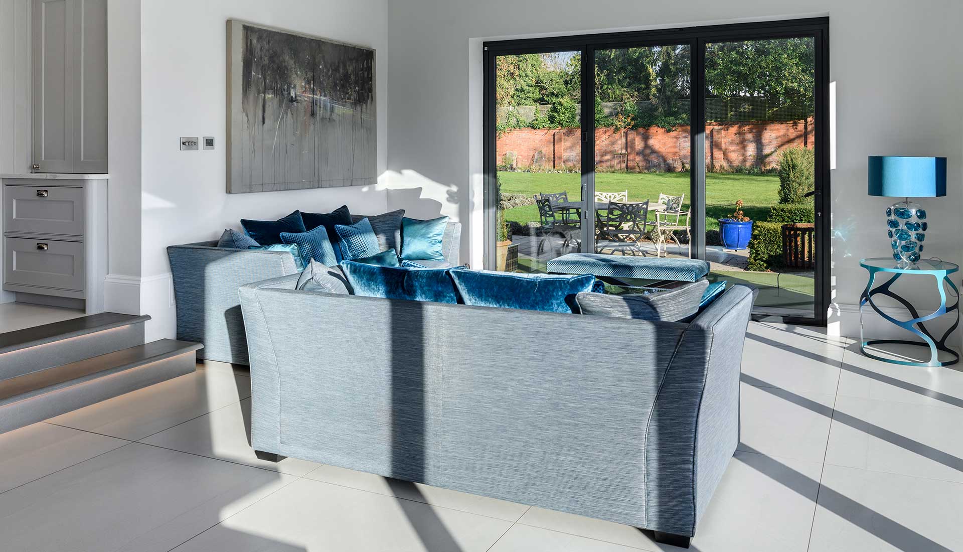 Blue sofa in Berkshire House living area