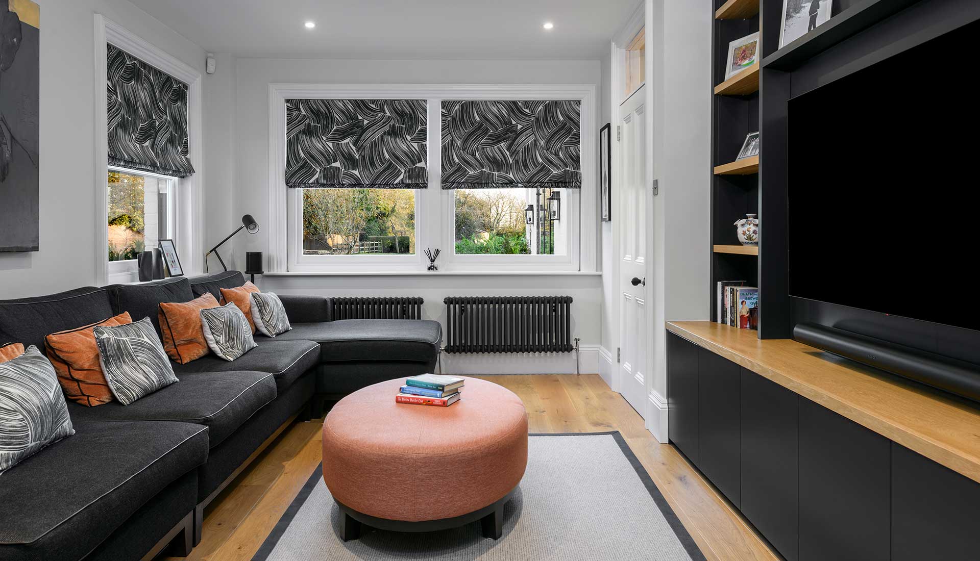 Orange and black living area