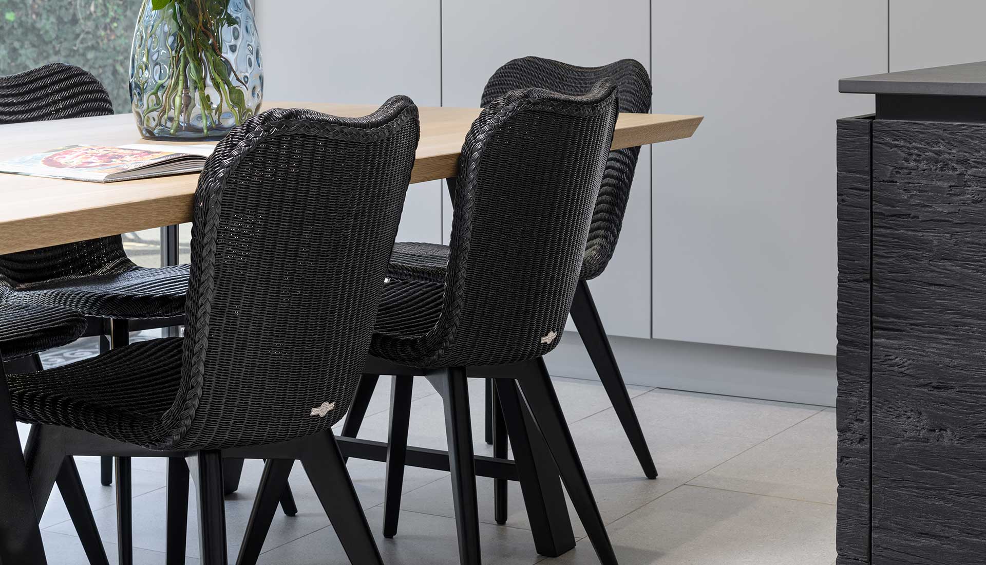 Riverside house dining area with seating